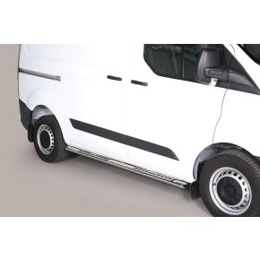 Ford Transit Custom Side Bars 2013+ SWB (Oval With Side Steps) Stainless Steel Chrome