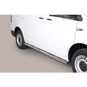 VW Transporter T6 Side Bars 2015+ SWB (Oval With Side Steps) Stainless Steel Chrome