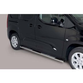 Vauxhall Combo Side Bars 2018+ MWB (Oval With Side Steps) Stainless Steel Chrome