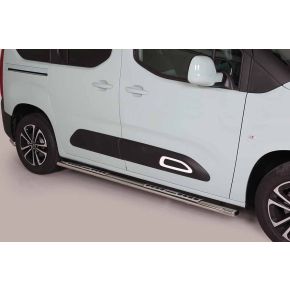 Citroen Berlingo Side Bars 2018+ MWB (Oval With Side Steps) Stainless Steel Chrome