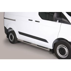 Ford Transit Custom Side Bars 2013+ SWB (Round With Side Steps) Stainless Steel Chrome