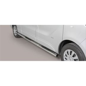 Renault Trafic Side Bars 2014+ LWB (Round With Side Steps) Stainless Steel Chrome